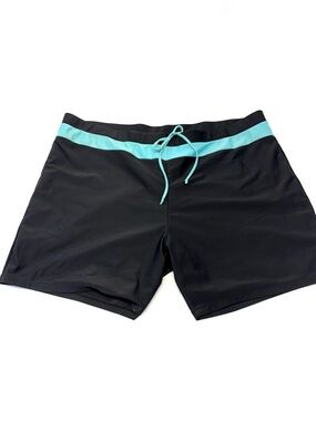 Rosegal Plus Size Black & Turquoise Swim Shorts 3X
